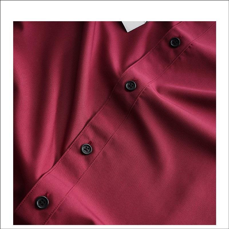 Áo sơ mi nam ngắn tay trơn cổ bẻ basic LUZADO slim fit - Sơ mi nam đẹp cao cấp cộc tay công sở vải kate cao cấp VNXK
