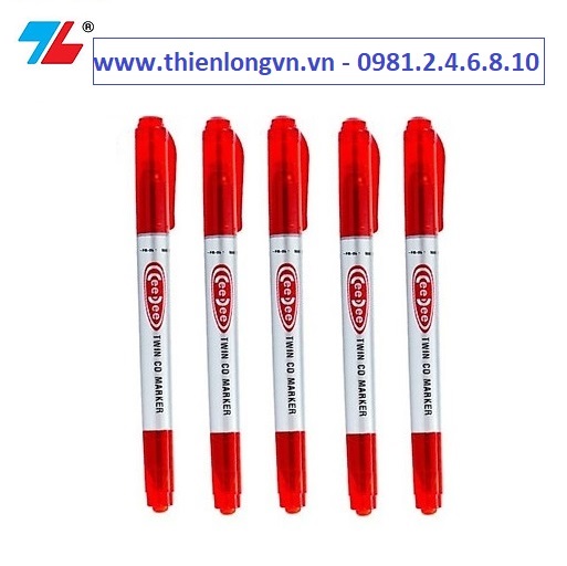 Combo 5 cây bút lông dầu Ceedee Thiên Long; PM-04 mực đỏ