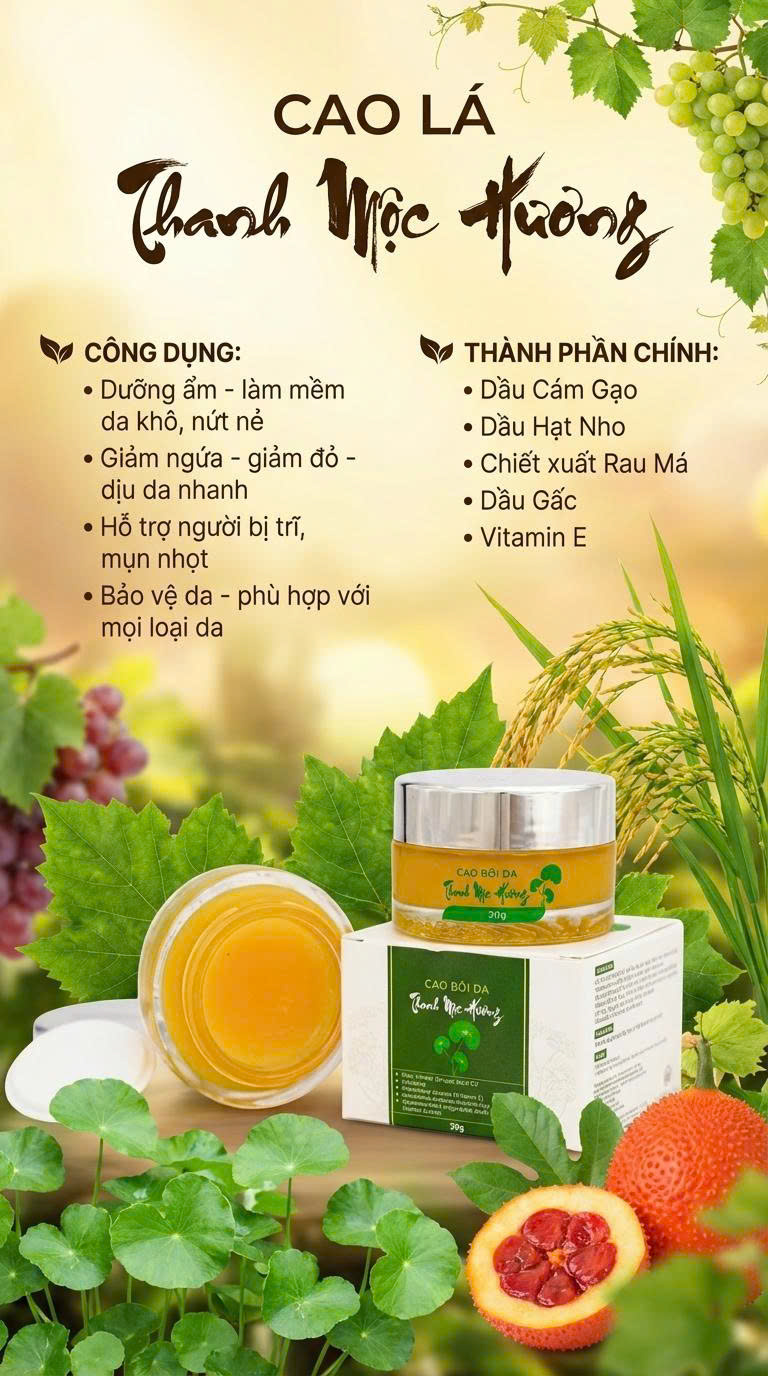 Cao lá thuần mộc bôi da Thanh Mộc Hương dưỡng ẩm da dịu làm lành vết thương 30g
