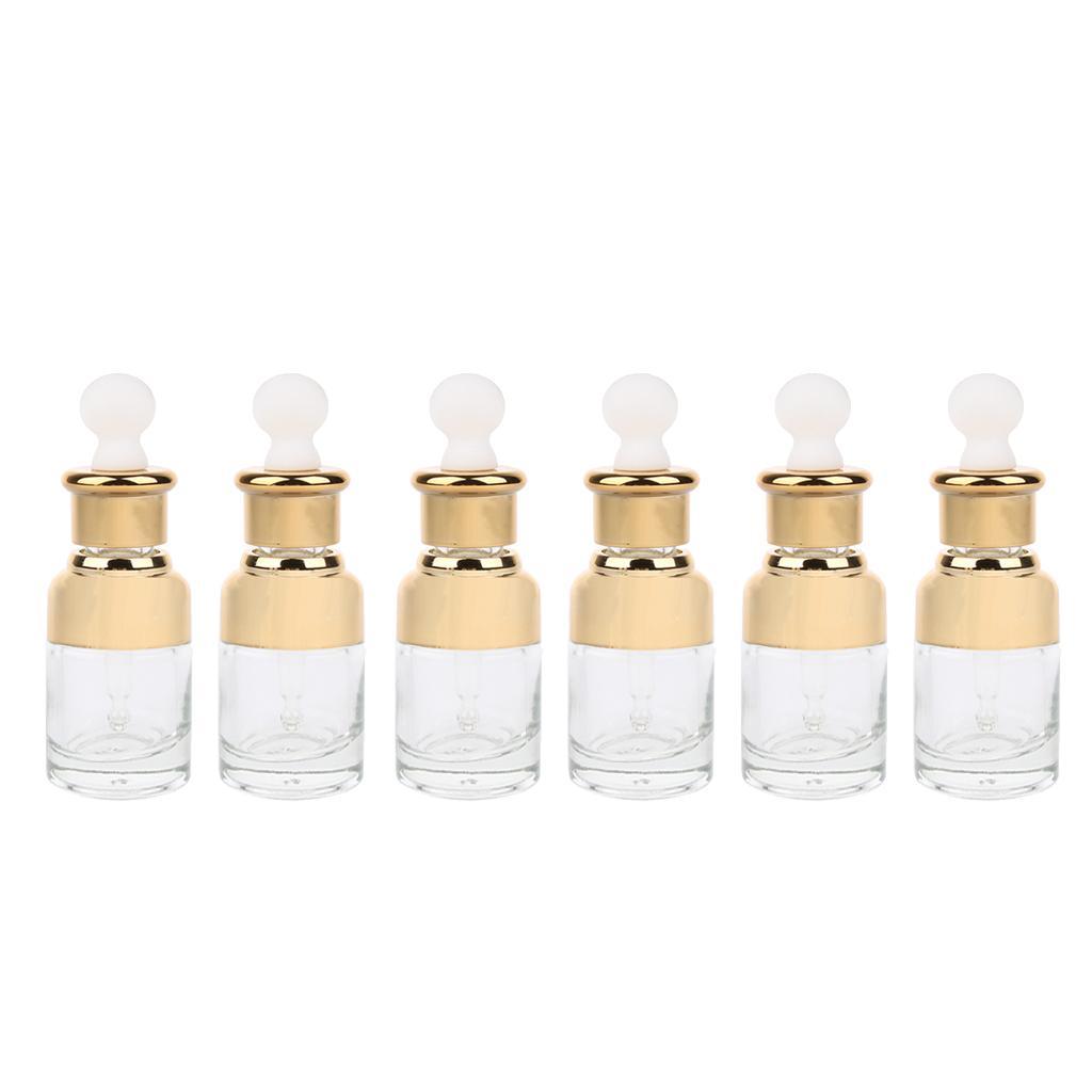 6pcs Glass Pipette Eye Dropper Refillable Bottles For Essential Oil Makeup