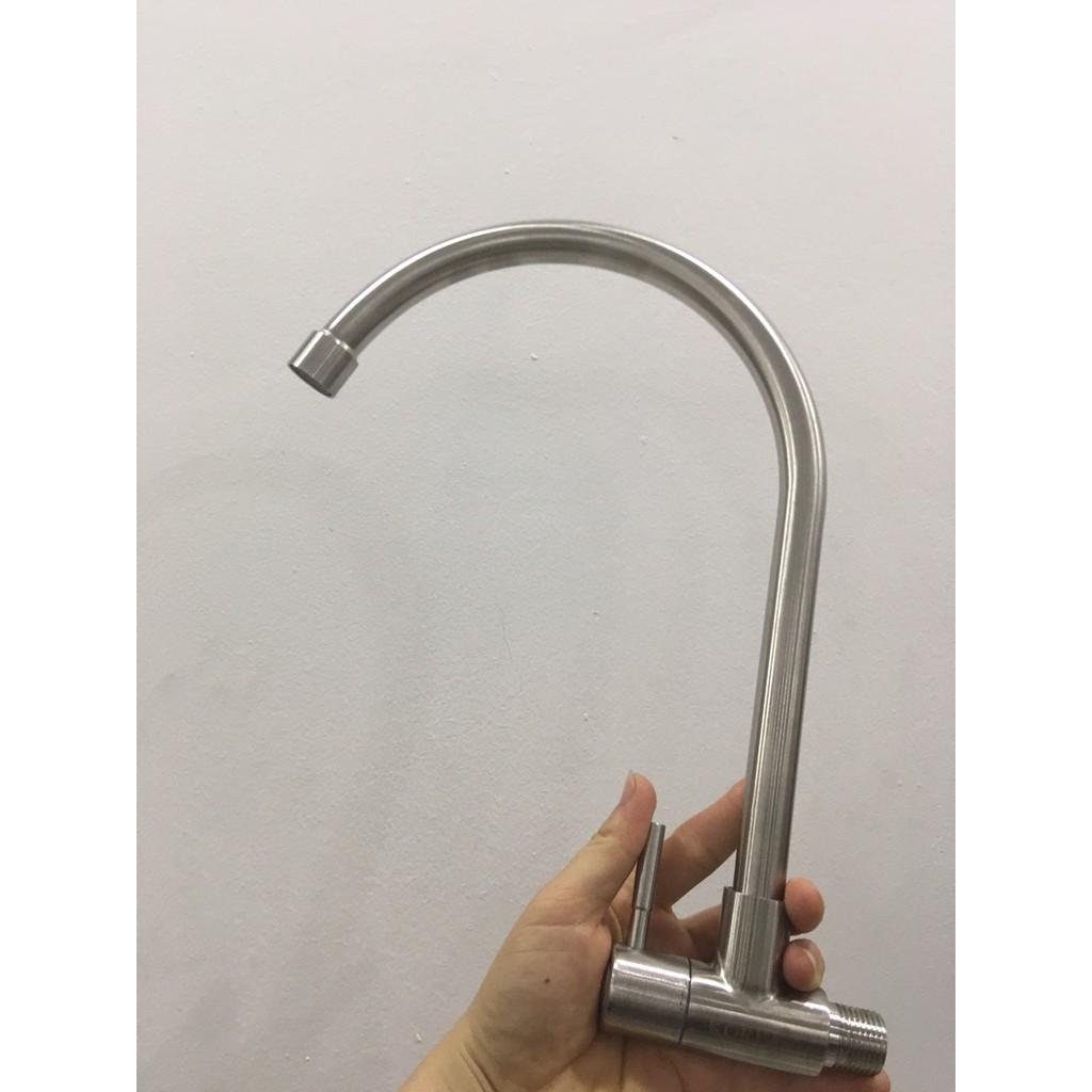 Vòi rửa bát lạnh cắm tường inox 304 không rỉ