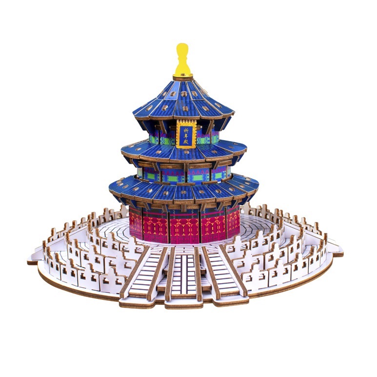 Đồ chơi lắp ghép gỗ 3D Mô hình Temple of Heaven Tháp Thiên Đường HZ02 Laser