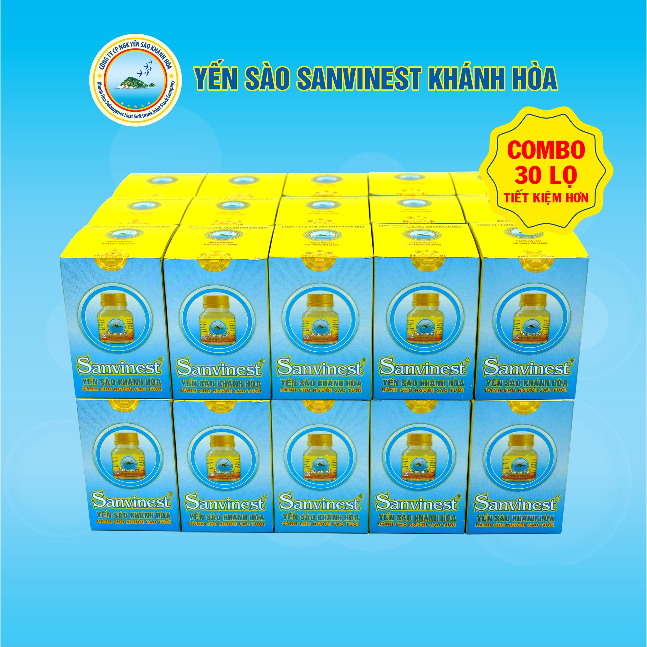 [Combo 30 lọ] Nước yến sào Sanvinest Khánh Hòa dành cho người cao tuổi đóng lọ 70ml