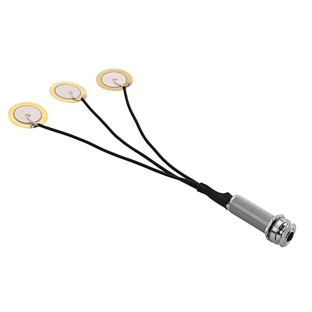 Piezo Pickup 3 Transducer 6.35mm for Guitar Ukulele Mandolin Banjo