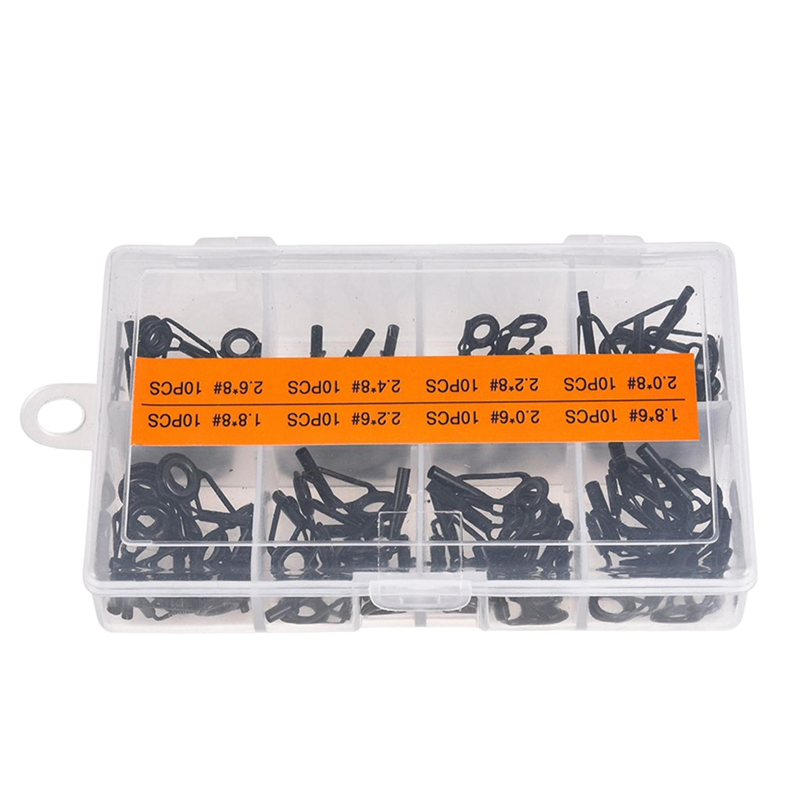 80Pcs Fishing Rod Tips Stainless Steel Repair Kit Ceramic Rings   Tips