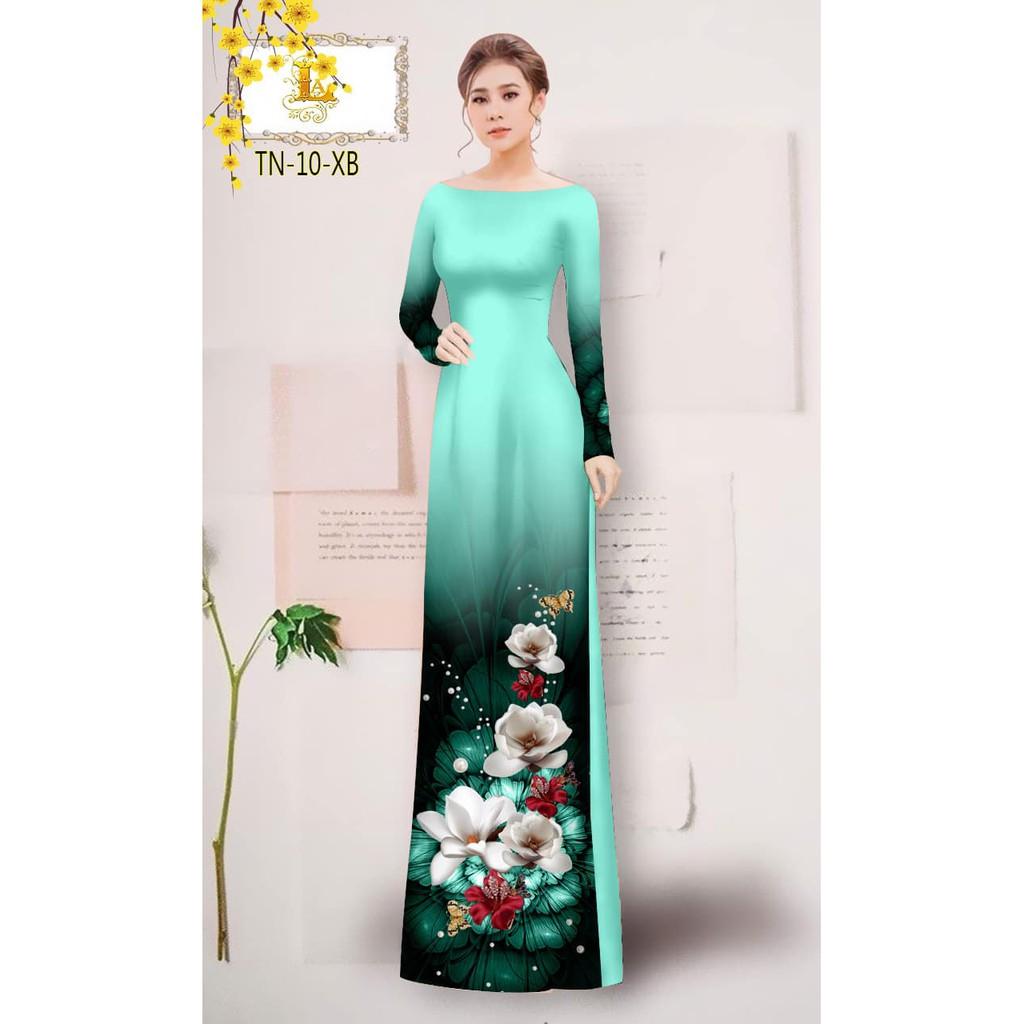 Vải may áo dài in 3D họa tiết hoa sứ nhẹ nhàng thanh lịch