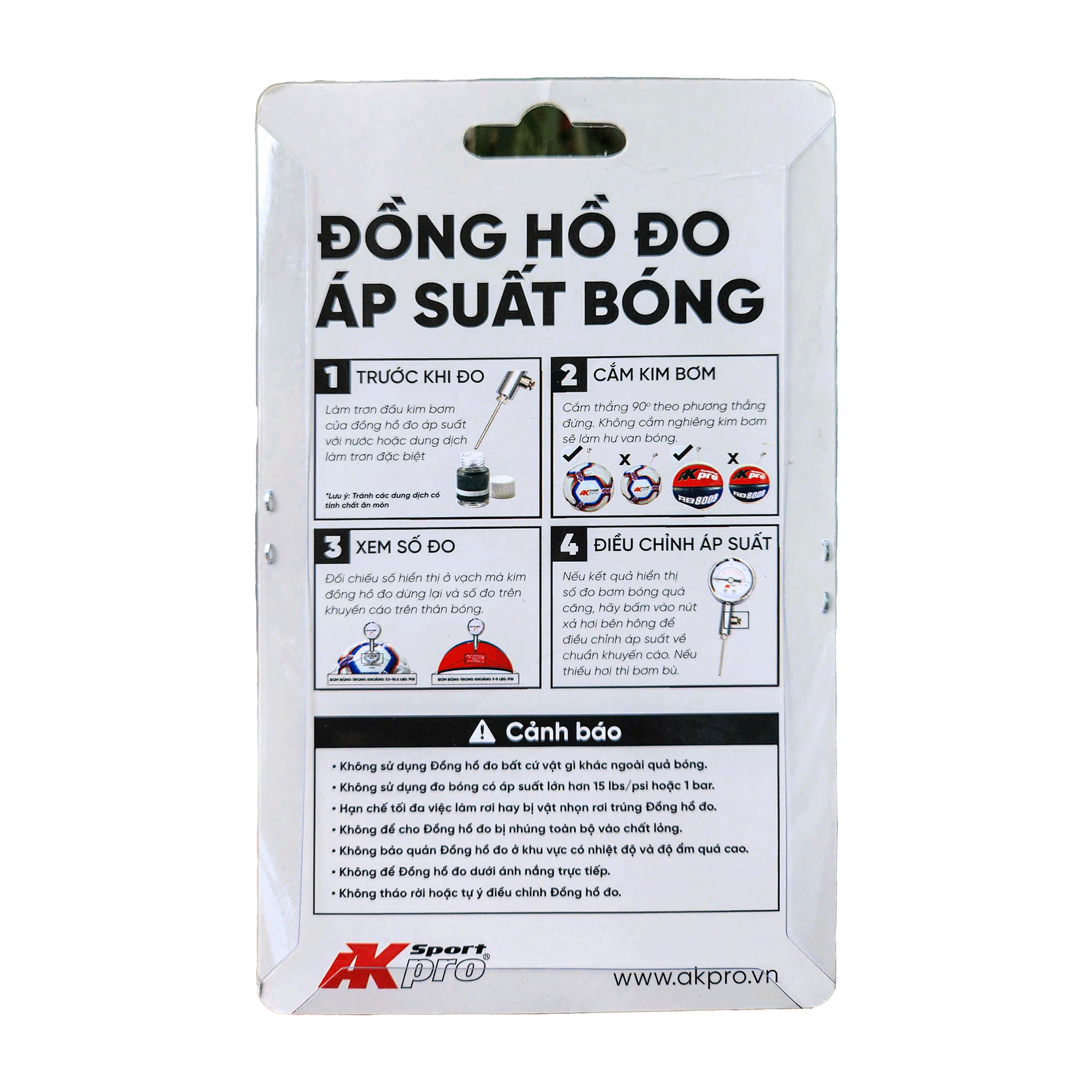 Đồng hồ đo áp suất bóng AKpro Sport