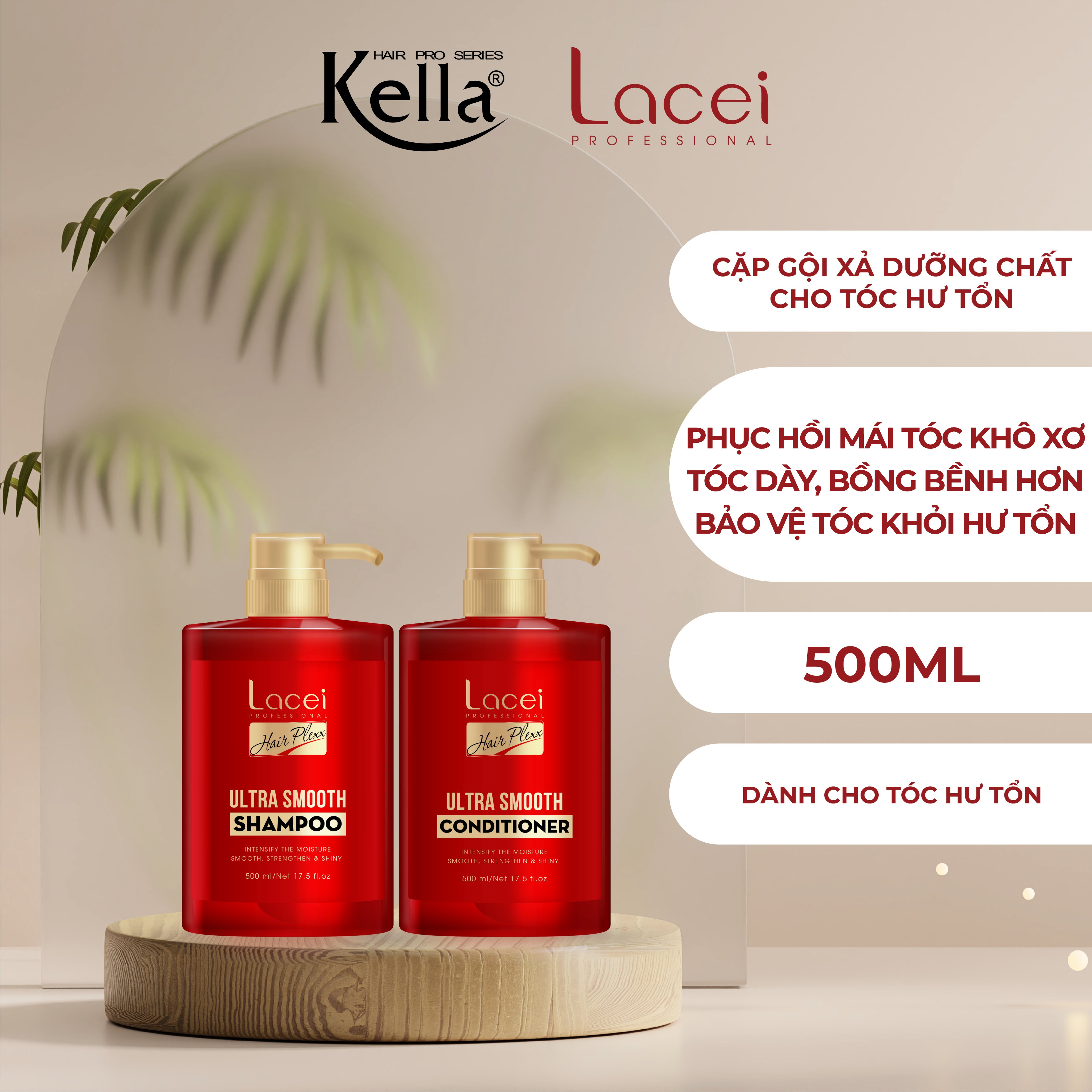 Combo dầu gội xả giàu dưỡng chất cho tóc hư tổn Lacei Hair Plexx