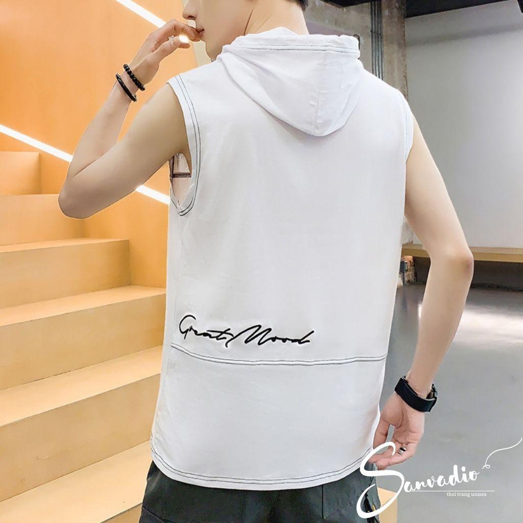 Áo thun TANKTOP Sanvadio Unisex-áo hoodie Basic Tee mùa hè phông trơn nam nữ Oversize form rộng đường phố Hàn Quốc