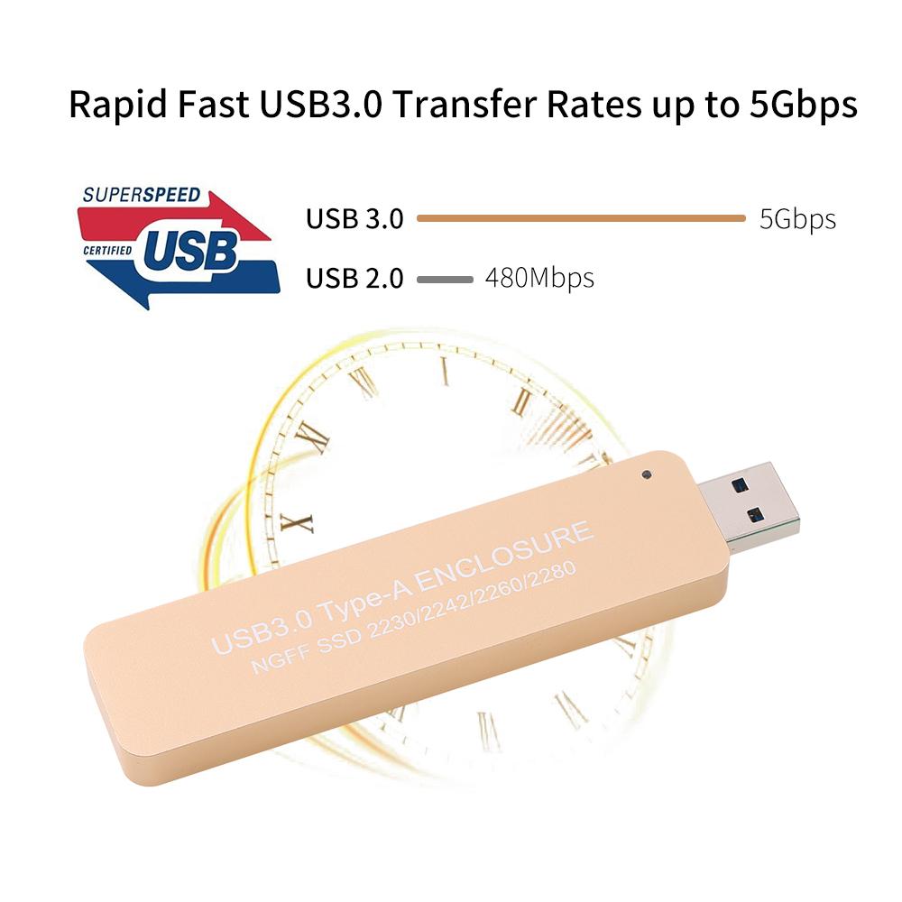 Hộp đựng Bộ chuyển đổi NGFF M.2 sang USB 3.0 SSD cho Ổ cứng SSD B dựa trên M2 SATA Áp dụng cho 2230/2242/2260