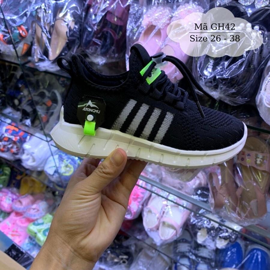 Giày thể thao đen bé trai siêu nhẹ sneaker năng động cá tính cho trẻ em từ 3 - 12 tuổi GH42