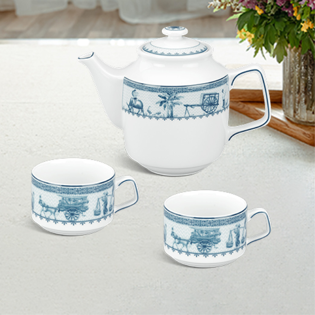 Bộ Trà Sứ Minh Long 0.7 L - Jasmine - Thôn dã