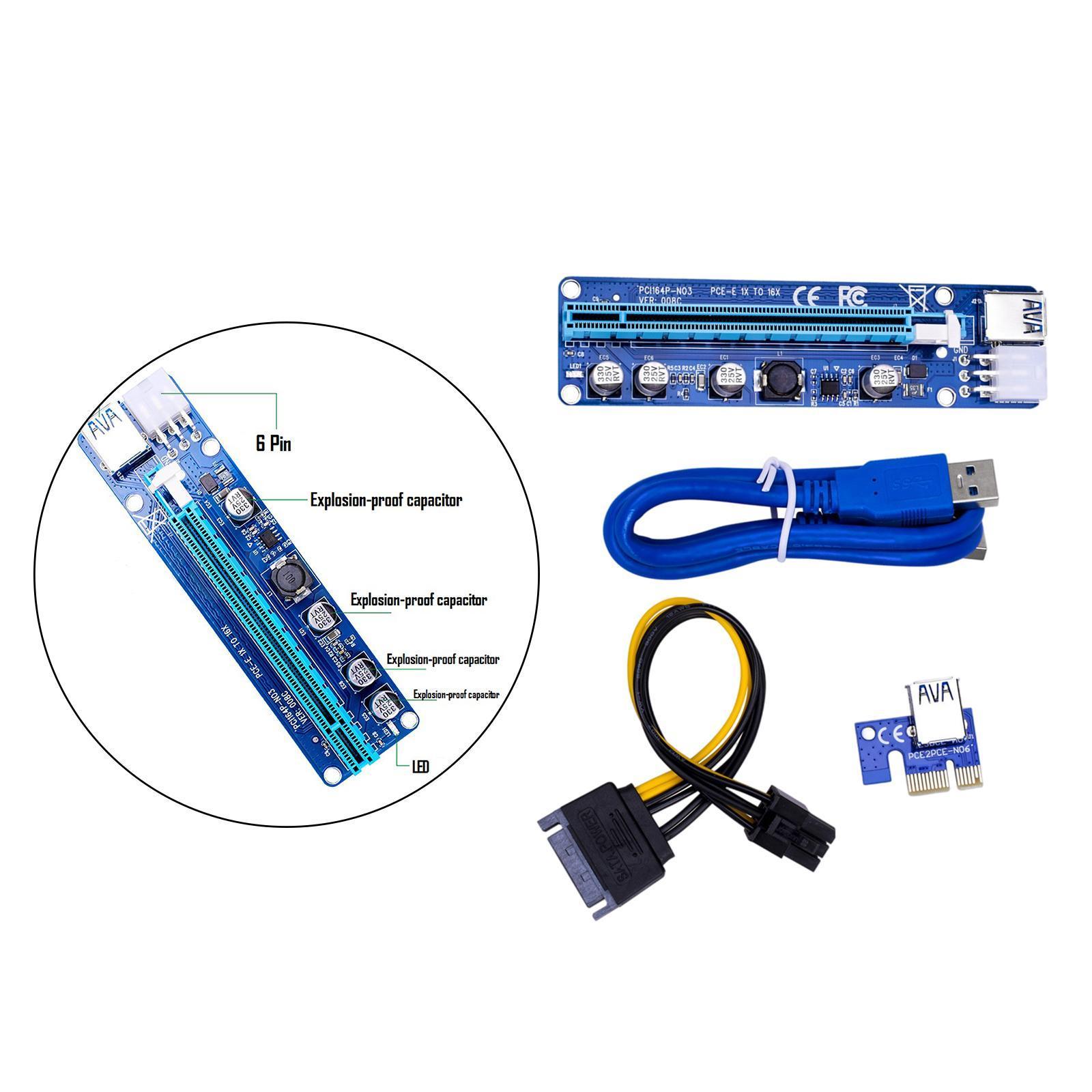 VER008C  Riser Card 6Pin  1X to 16X USB 3.0