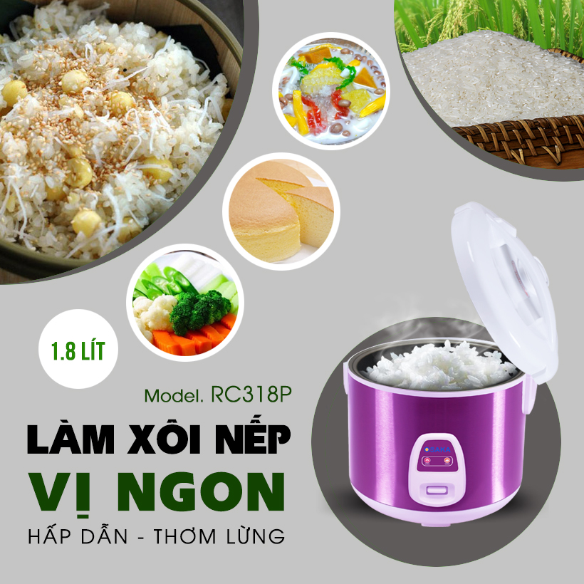 Nồi Cơm Điện 3D Cao Cấp Osaka RC318P(1.8 L) - Hàng Chính Hãng