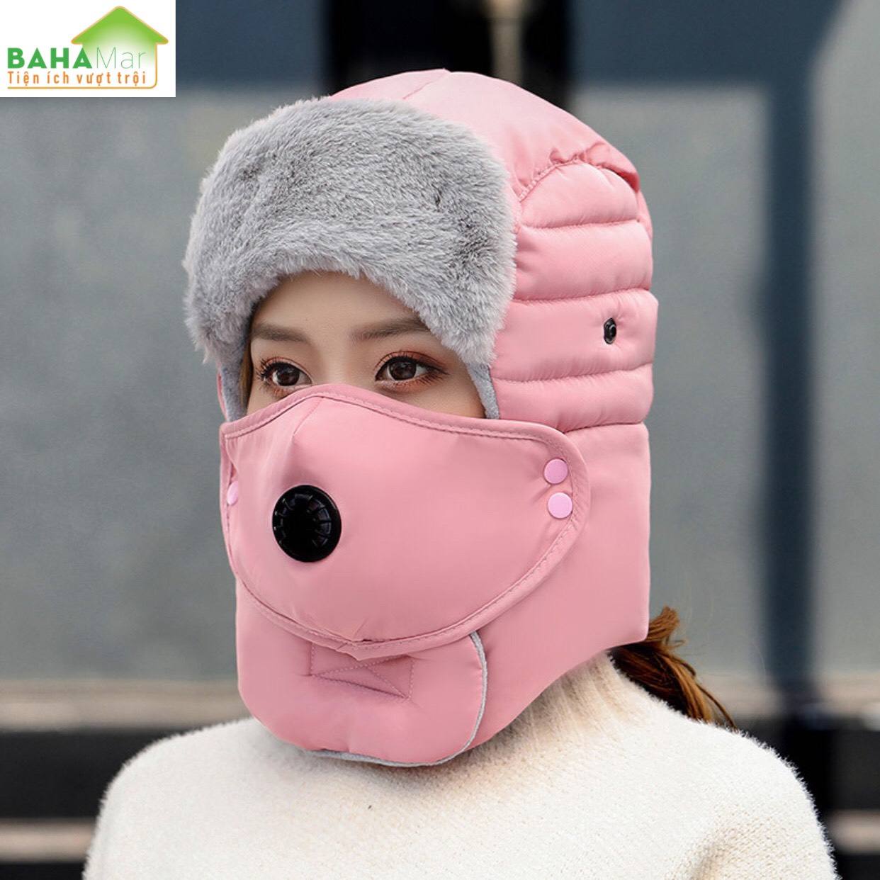 BỘ MŨ-KÍNH-KHẨU TRANG CHẮN GIÓ MÙA ĐÔNG ĐI NGOÀI TRỜI, LEO NÚI, DÃ NGOẠI, CÂU CÁ, "BAHAMAR" giữ ấm đi xe máy mùa Đông rất phù hợp
