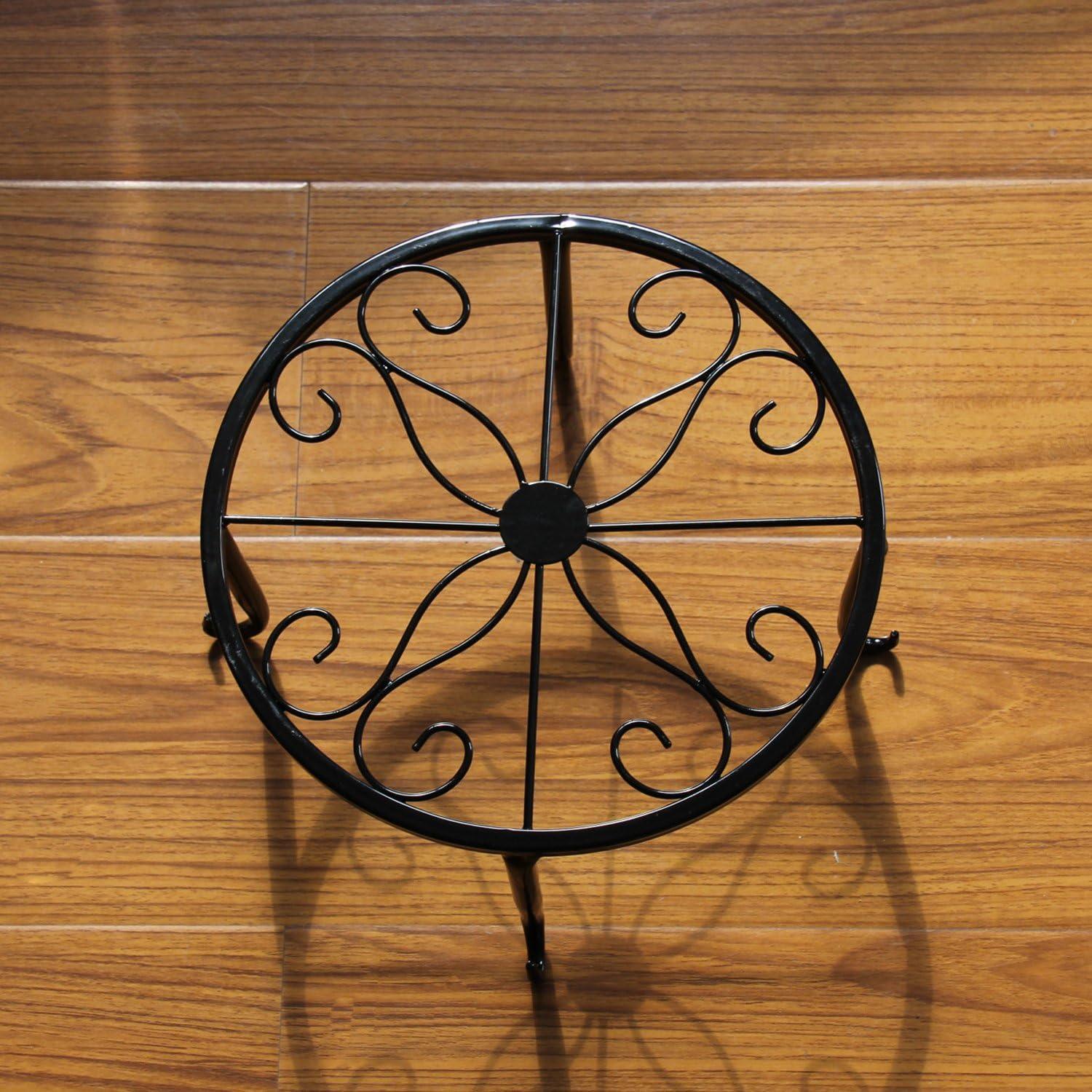 Giá đỡ chậu hoa bằng kim loại trong nhà màu đen