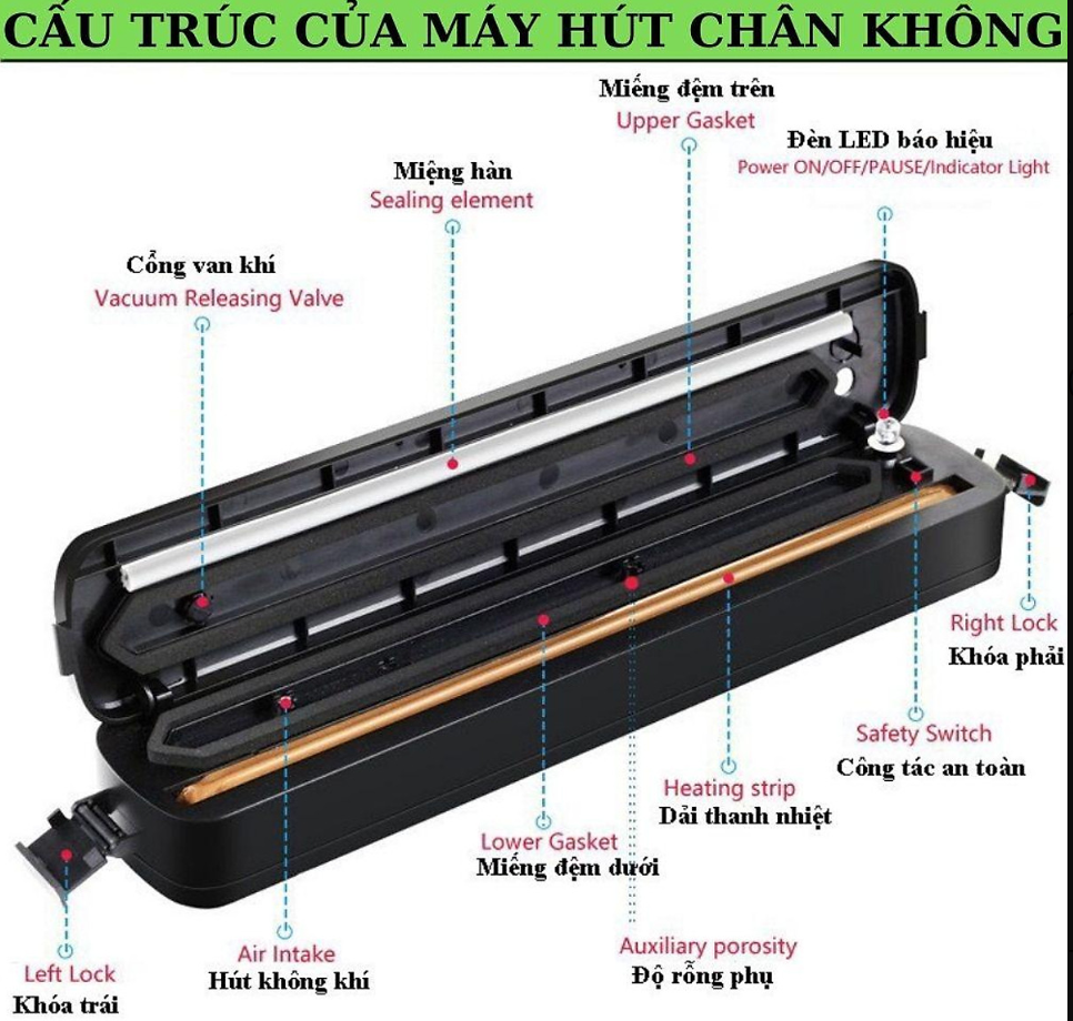 Dụng cụ Hút Chân Không Thực Phẩm Kèm Hàn Miệng Túi Vacuum Sealer ( tặng 10 túi hút )