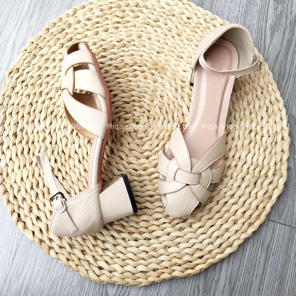 Giày cao gót nữ 3p - Sandal kín mũi gót vuông 3cm - Nhẹ êm chắc chân