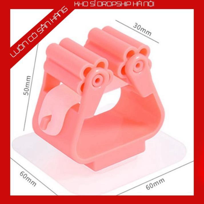 Móc dán tường thông minh kẹp chổi giữ cây lau nhà miếng trong suốt đa năng treo đồ chịu lực siêu dính chắc