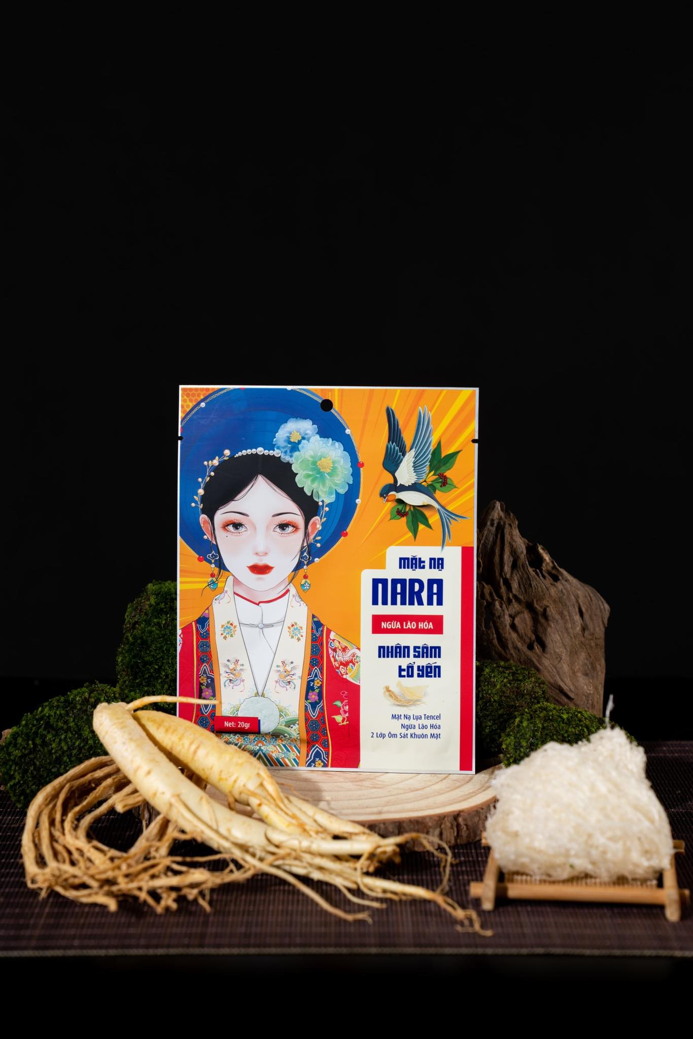 MẶT NẠ NARA NGỪA LÃO HOÁ chiết xuất nhân sâm - tổ yến