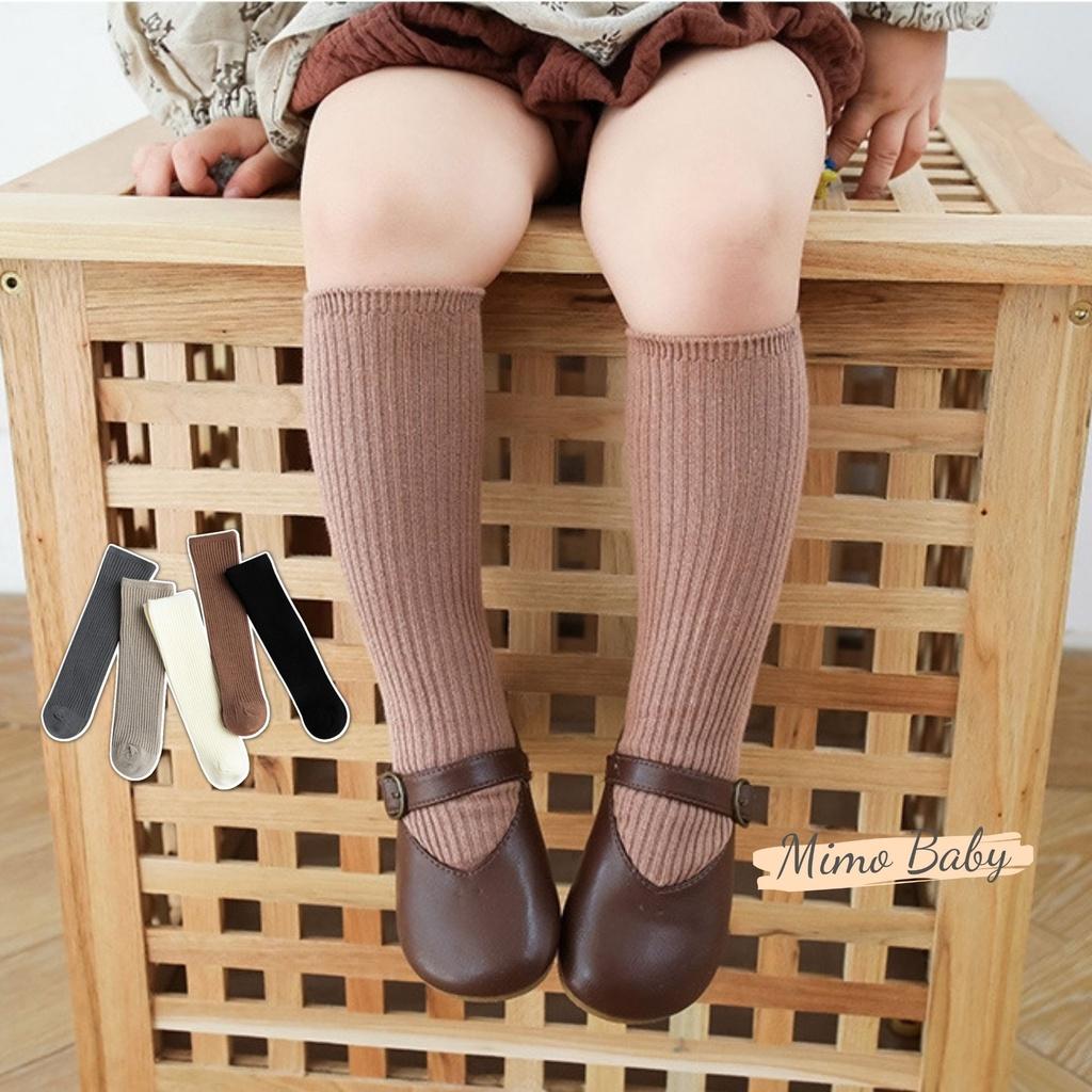 Tất vớ cổ cao màu trơn kiểu hàn, tất không gót unisex cho bé 1-4y Mimo baby T11