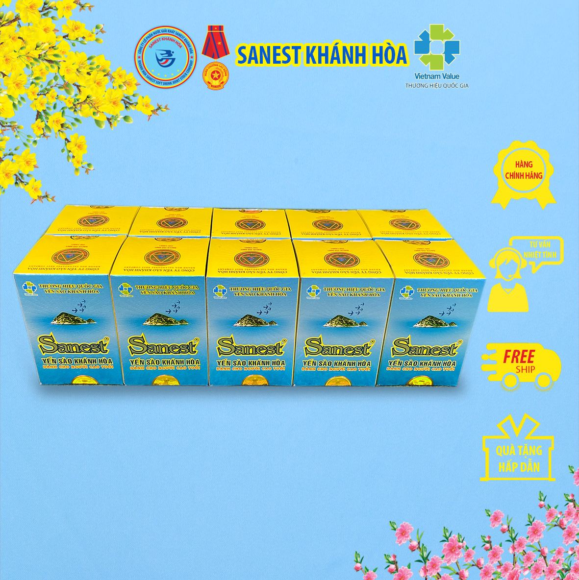 Nước Yến sào Khánh Hòa Sanest dành cho người cao tuổi có đường đóng lọ 70 ml