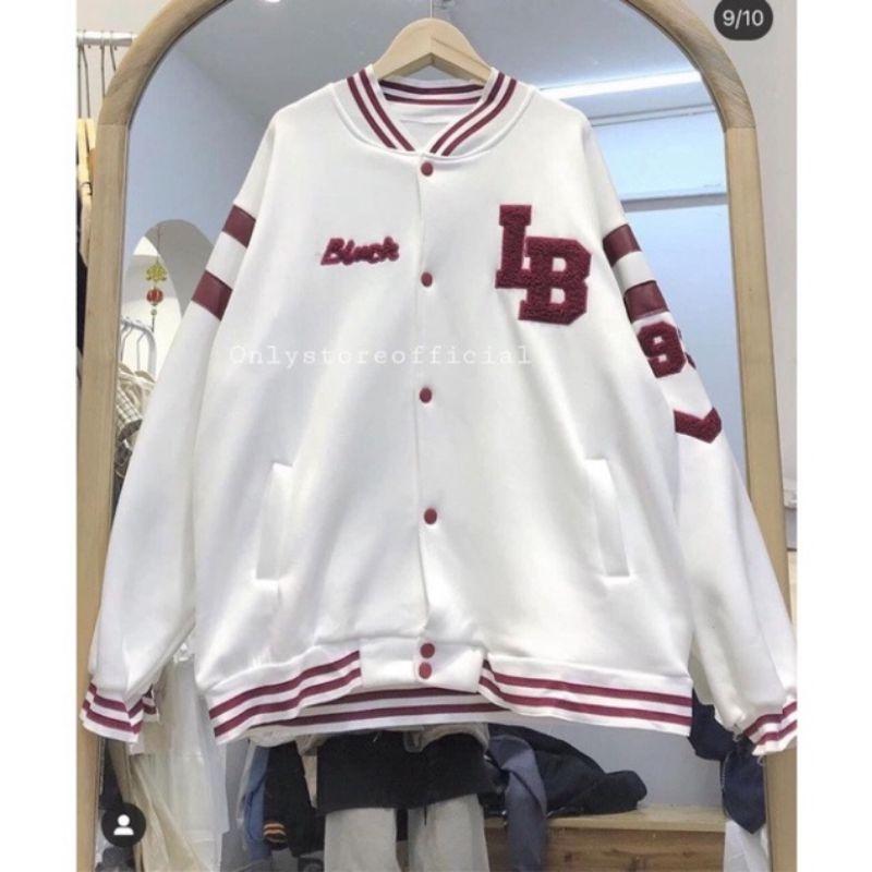 Áo khoắc nỉ bomber  trắng ulzzang