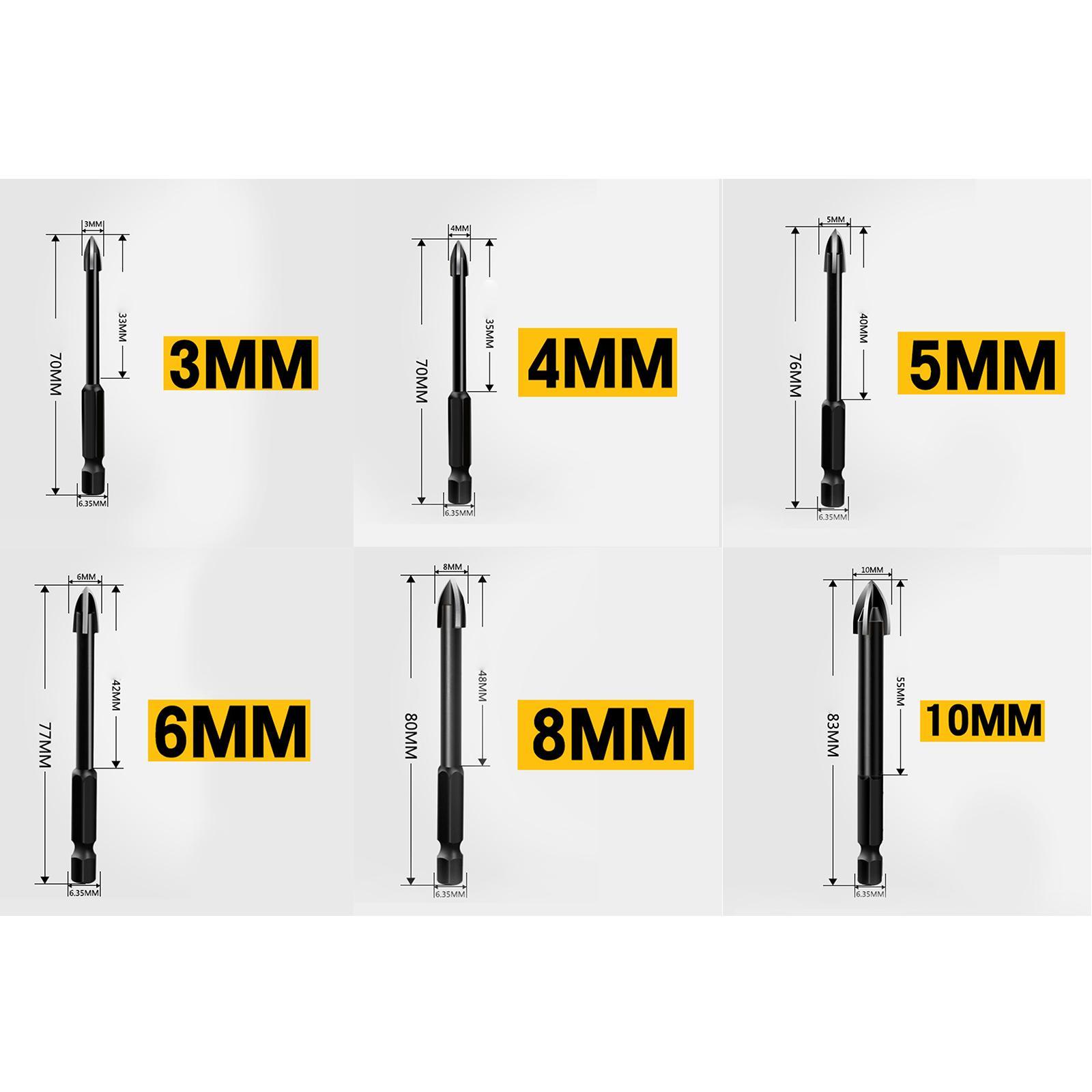 Cross Tile Drill Bit, Spear Head Woodworking Tool Masonry Drill Bits for Ceremaic