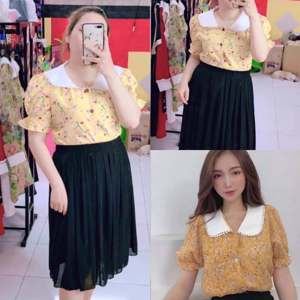 ÁO HOA NHÍ CỔ SEN TRẮNG BIGSIZE