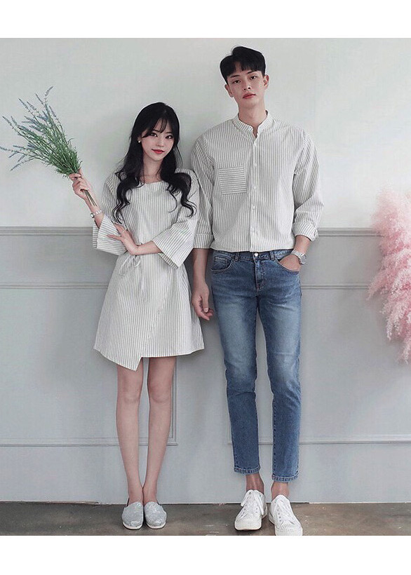 Set váy đôi sơ mi kẻ sọc