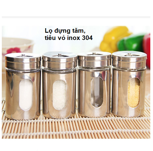 Lọ đựng muối, tiêu thủy tinh bọc inox cao cấp, lọ rắc gia vị đa năng nắp xoay lỗ rắc 3 kích thước GD756-LoTieu