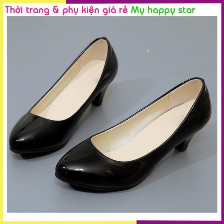 Giầy da mũi tròn đế 5cm basic dễ phối đồ GN32