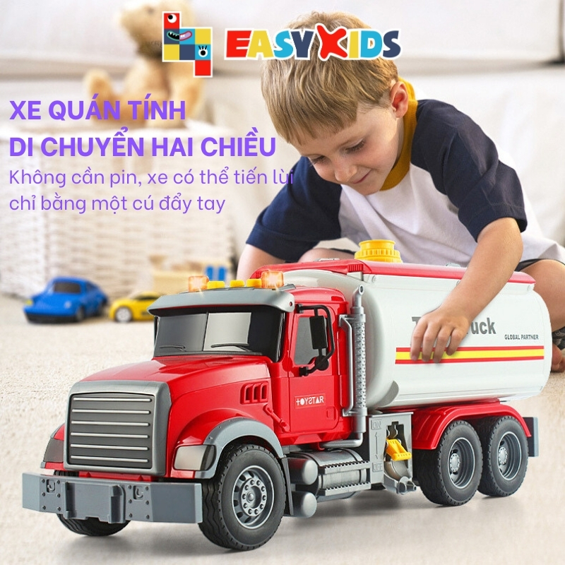Xe Bồn Đồ Chơi Xe Cho Bé Cỡ Lớn Toystar, Xe Bồn Chở Xăng Chở Nước Có Đèn Nhạc