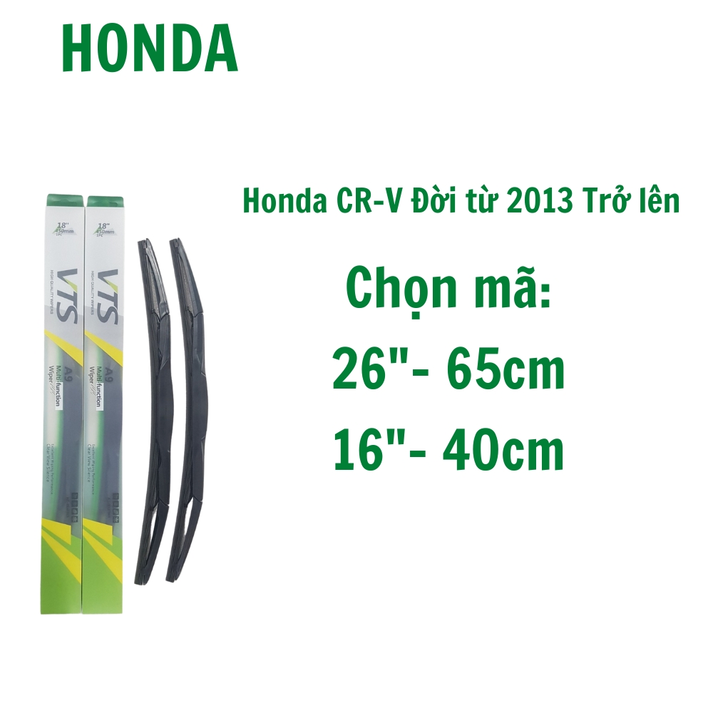 Cần gạt mưa VTS A9 lưỡi Silicone loại thanh 3 khúc dành cho xe Honda Accord, Civic, City Jazz, HR-V, CR-Z, CR-V