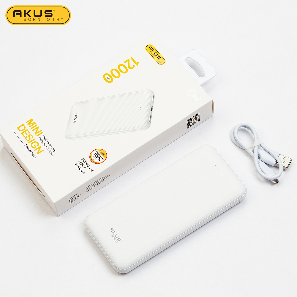 Pin sạc dự phòng AKUS B12 12.000mAh - hàng chính hãng