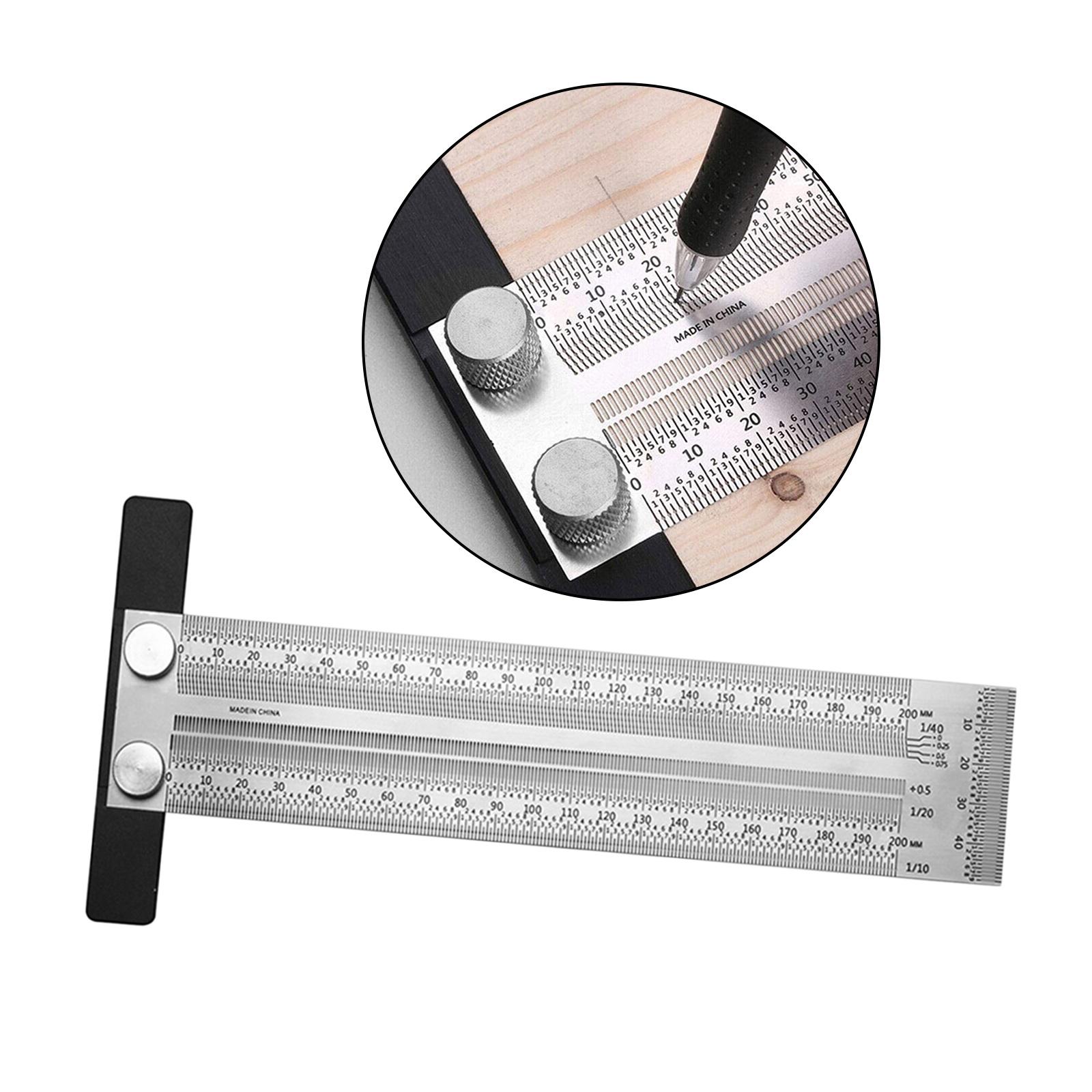 T Type Hole Scale Ruler Woodworking Scribing Mark Line Gauge Carpenter