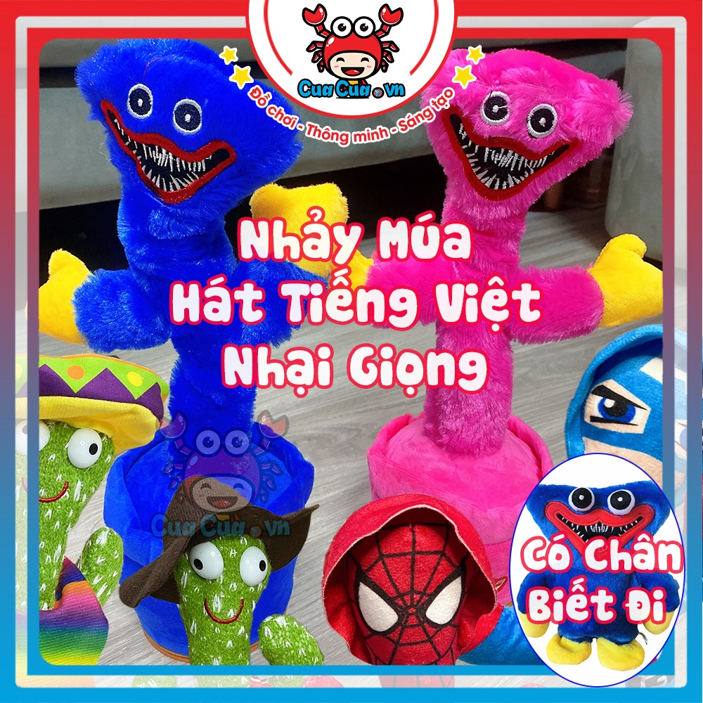 Cây xương rồng huggy wuggy poppy playtime nhảy múa biết nói tiếng việt nhại giọng, đồ chơi trẻ em cho bé học hát vui vẻ