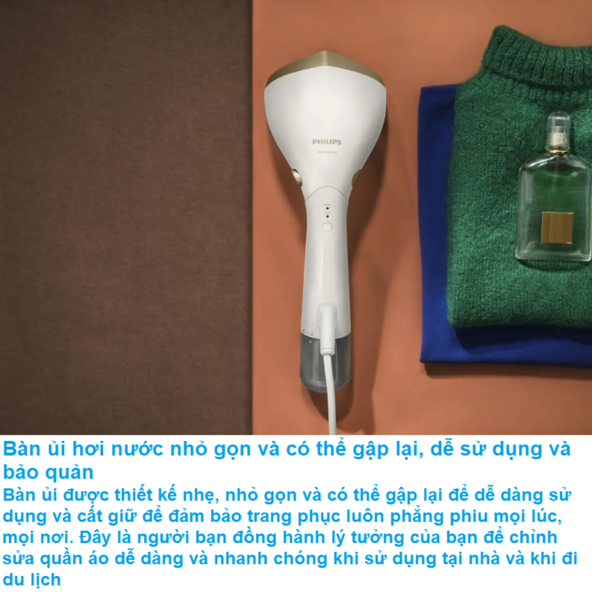 HÀNG CHÍNH HÃNG - Bàn ủi hơi nước cầm tay 2 trong 1 Philips STH7030/18, Series 7000