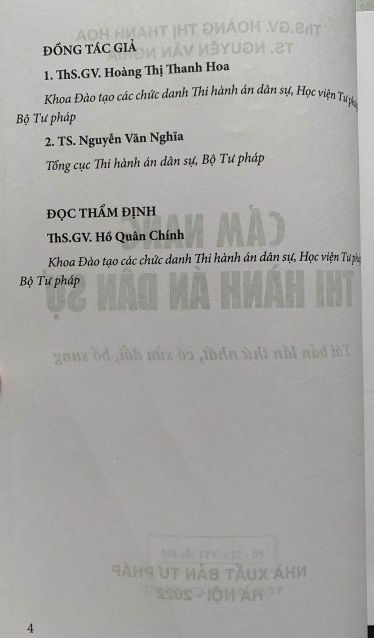 Cẩm nang thi hành án dân sự (Tái bản lần thứ nhất, có sửa đổi, bổ sung)