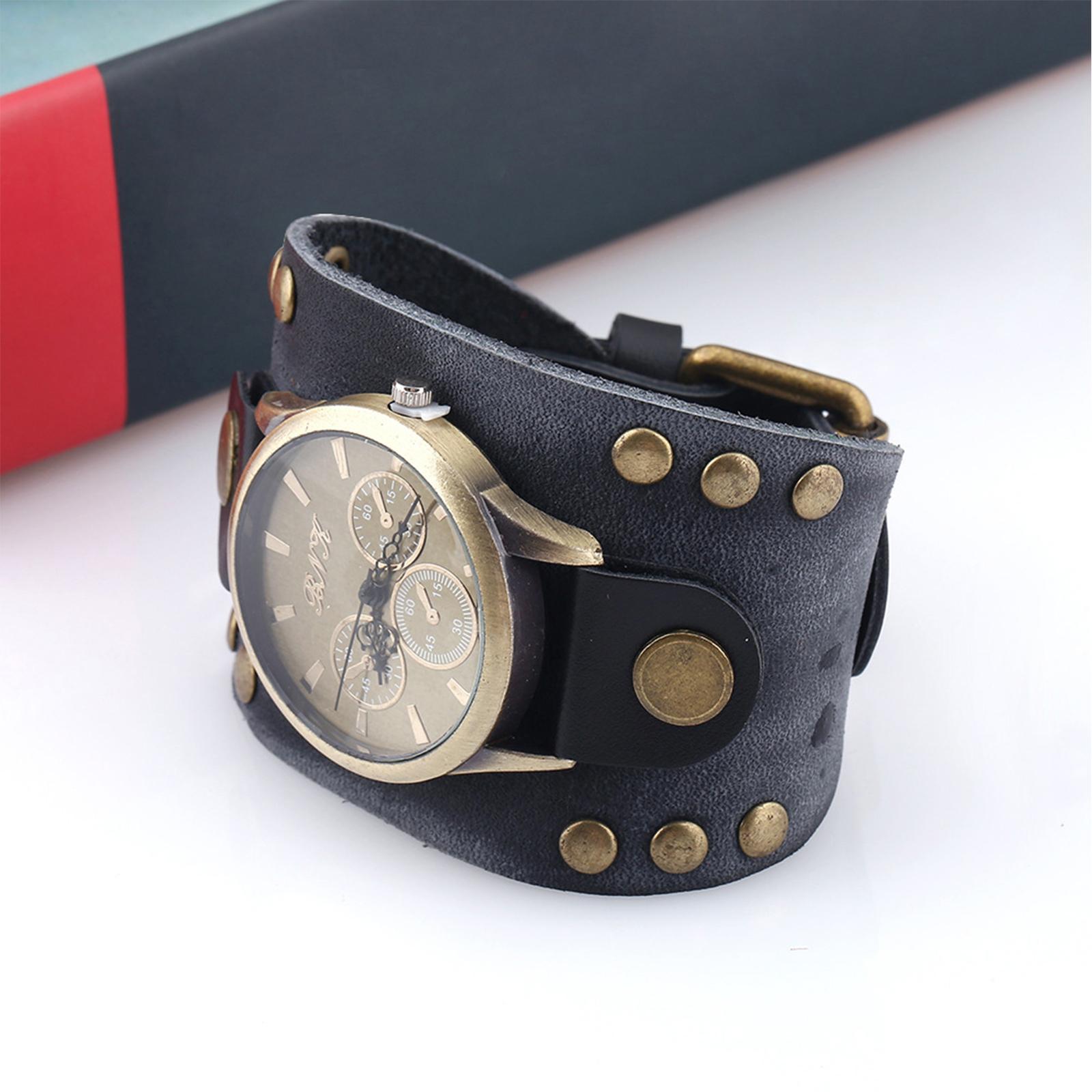Retro Men\'s  PU Strap Watch Wristband,   5.2cm  Day Gift Male Bangles Fashion