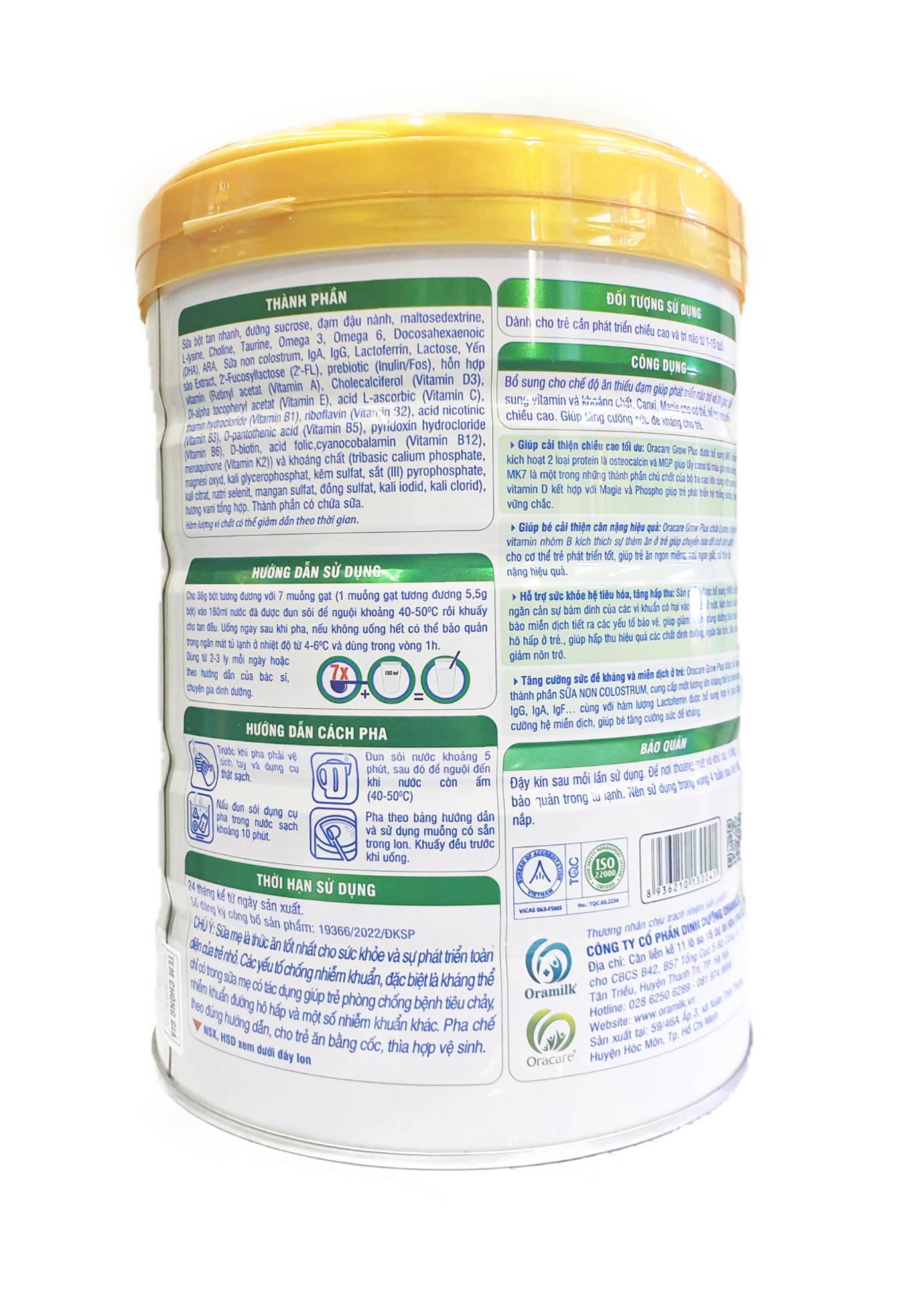 Combo 3 lon Sữa Oracare Grow plus step 4 lon 900gr - Tặng ấm đun siêu tốc