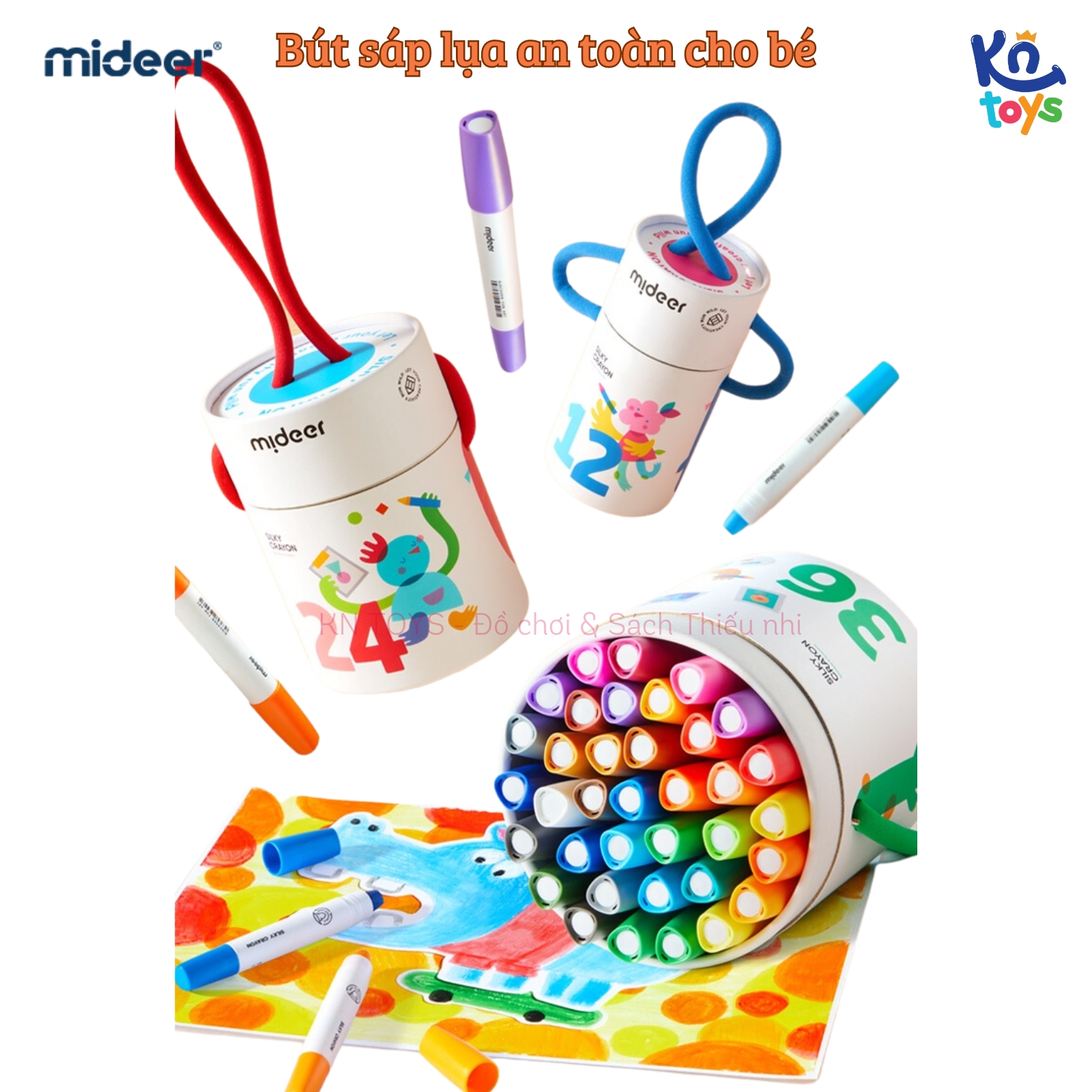 Bút Màu Sáp Lụa Tập Tô An Toàn Dễ Tẩy Rửa - Mideer Silky Crayon