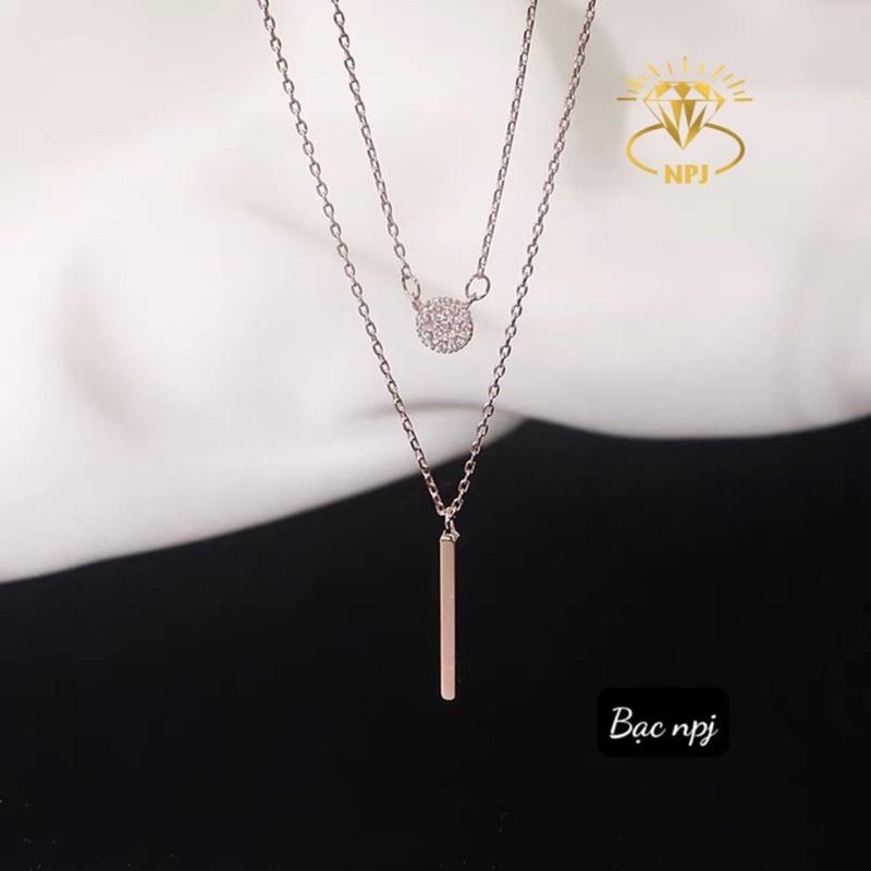 Dây chuyền chập đôi bạc xinh, Vòng cổ nữ Bạc Ta - Bạc npj