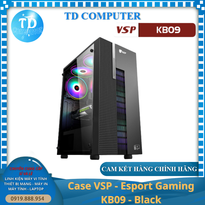 Vỏ máy tính Case VSP KB09  Gaming kính cường lực  - Hàng chính hãng VSP phân phối