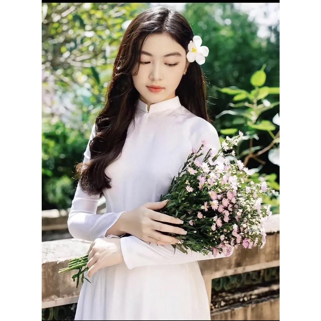 ÁO DÀI HỌC SINH Chất liệu MAGO NHẬT- dày dặn co giãn