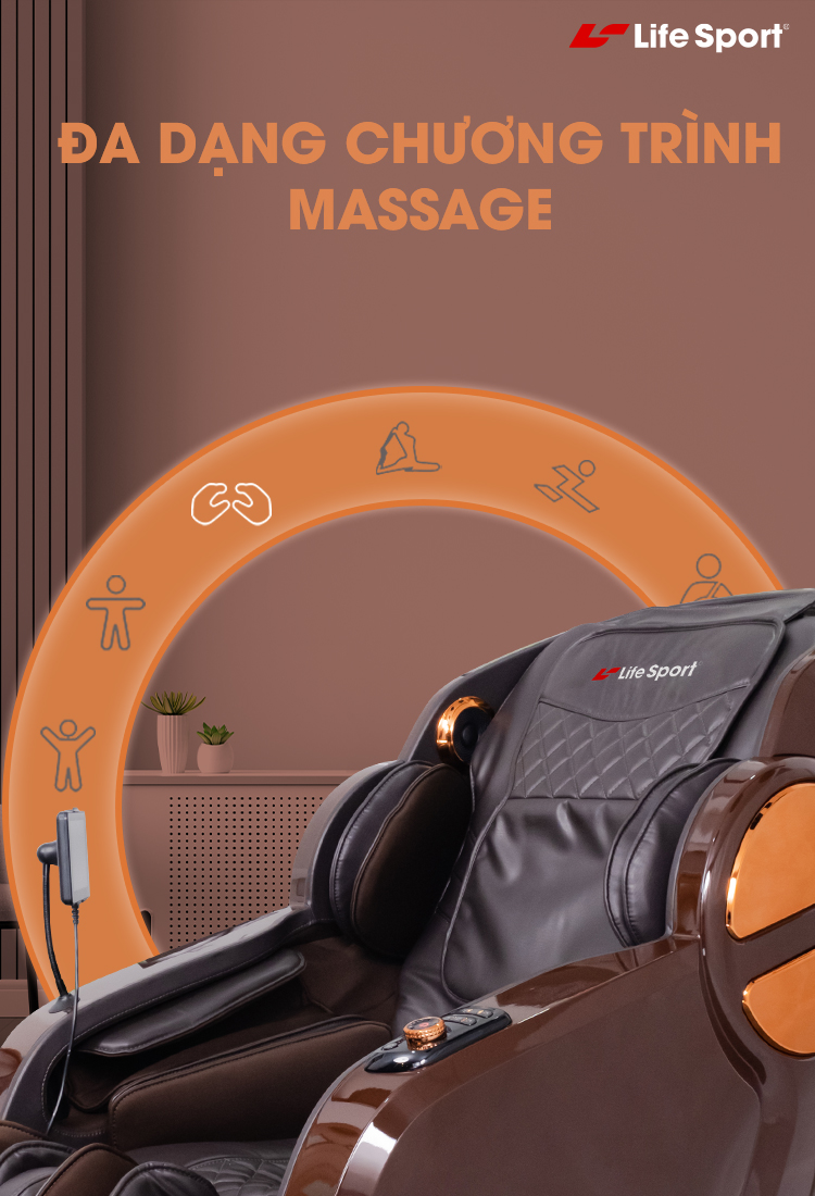 Ghế Massage Toàn Thân Lifesport LS-750, Ghế Massage Công Nghệ Bậc Nhất Kết Hợp Với Các Chất Liệu Cao Cấp BH 6 Năm