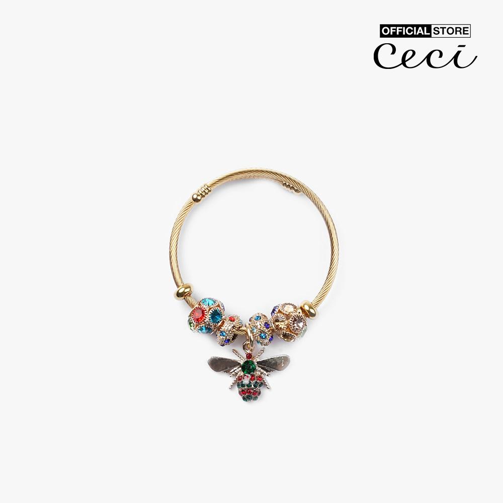 CECI - Vòng đeo tay nữ phom cứng phối chi tiết chú ong đính đá độc đáo CC3-01000079