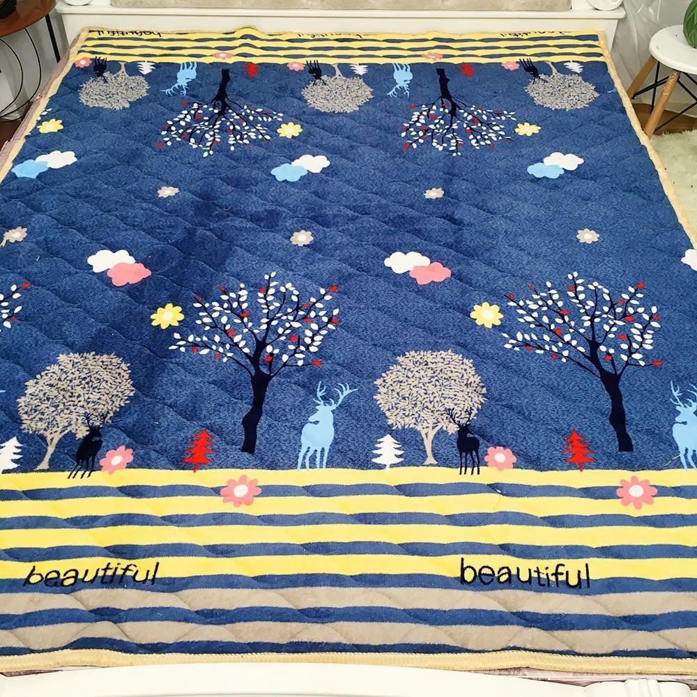 Thảm nỉ lông cừu trải giường, trải sàn cao cấp 3 lớp- Mẫu NAI XANH