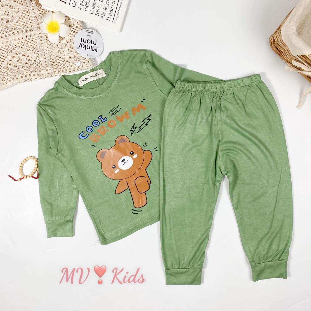 Bộ Quần Áo Bé Gái, Bé Trai Minky Mom Vải Thun Lạnh Hoạ Tiết Sư Tử Meow MKDTL03