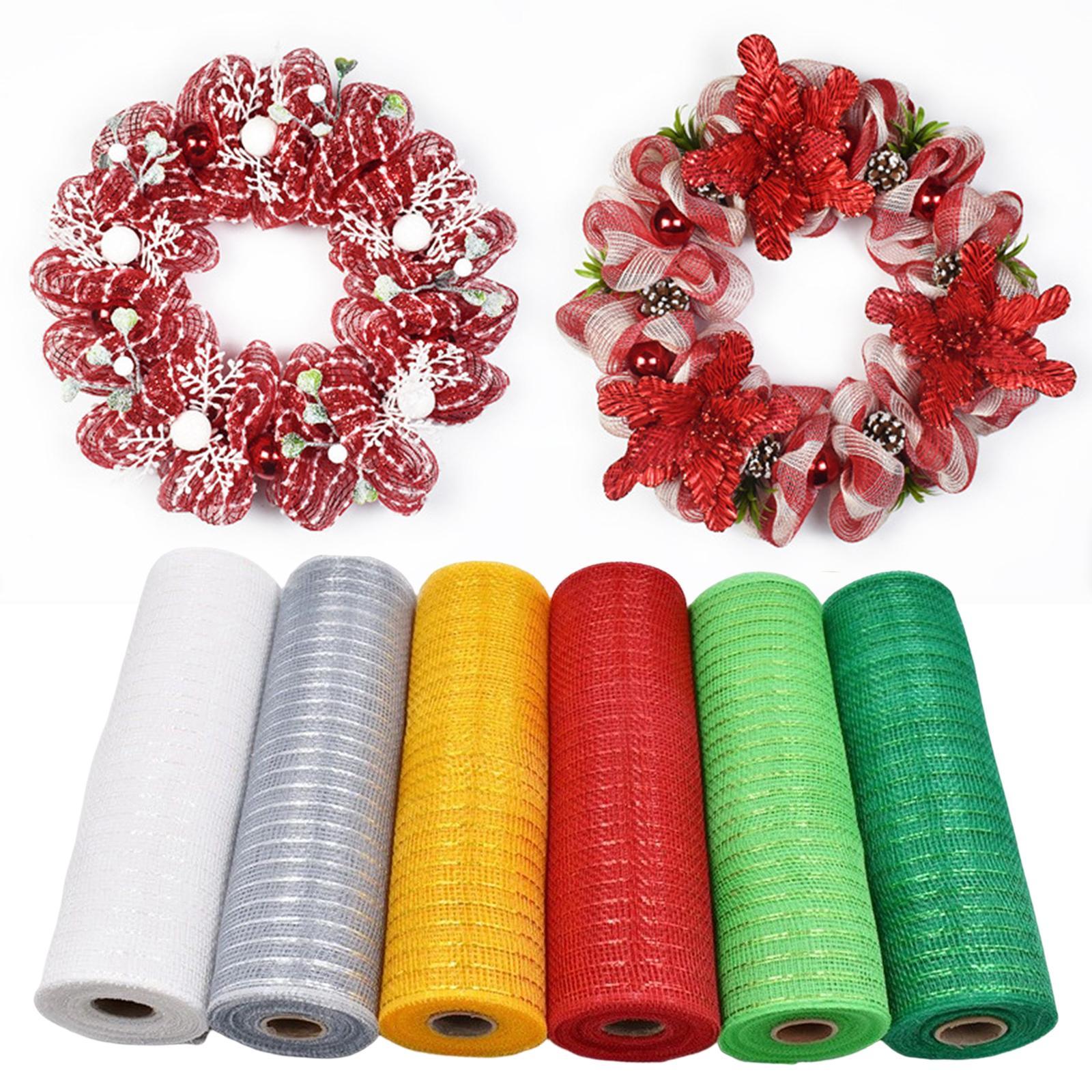 6 Rolls 10"x10 yds Mesh Ribbon Foil Rolls Wreath Decors